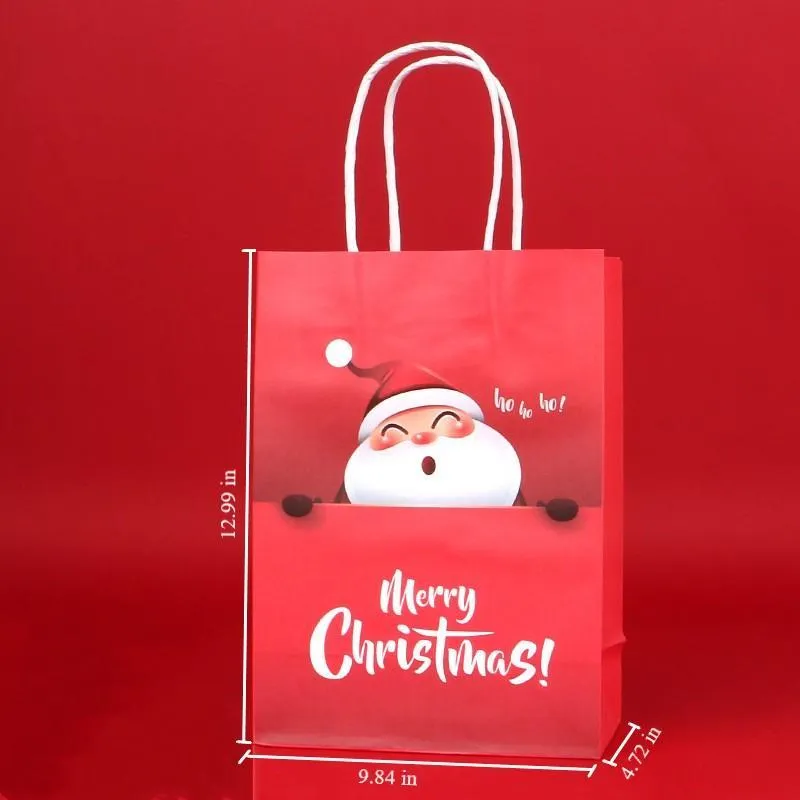 Paper Bag with Handles for Christmas Eve Party Supplies