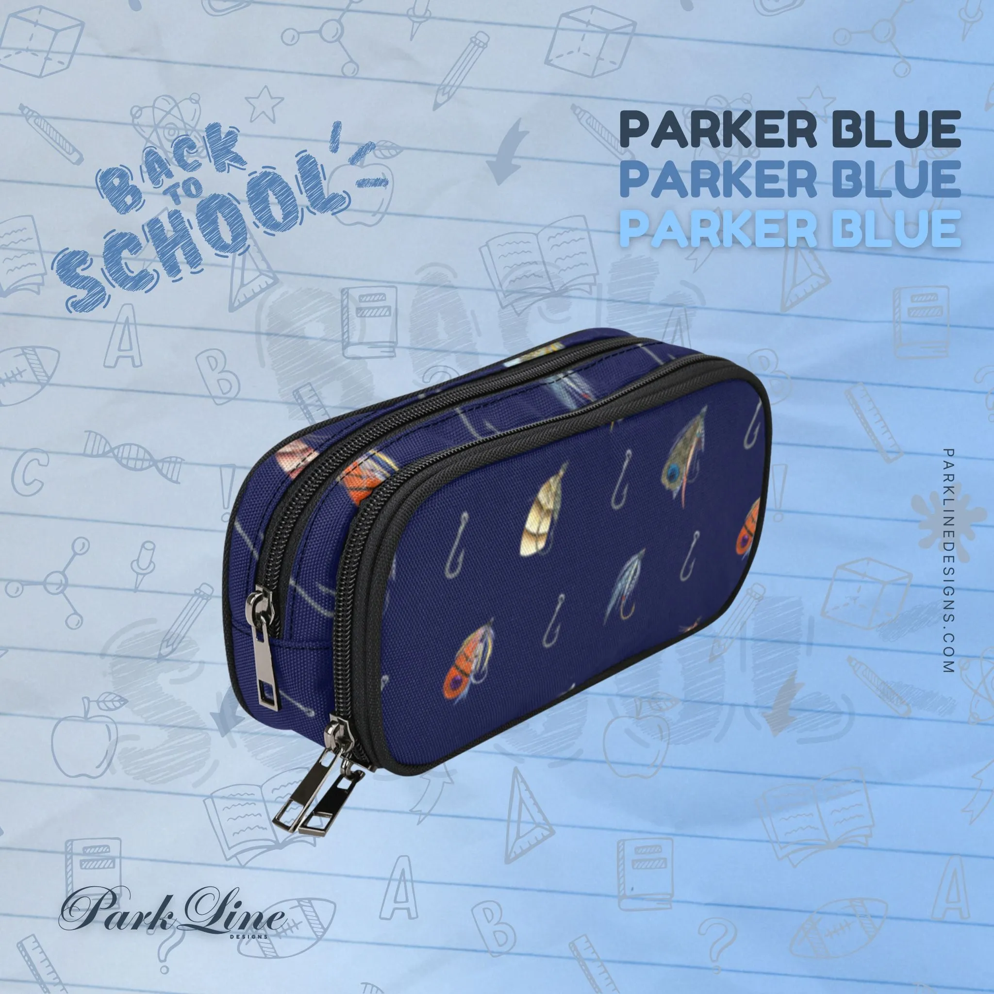 Parker in Blue Pencil Pouch | Durable Organizer for Pens & Supplies