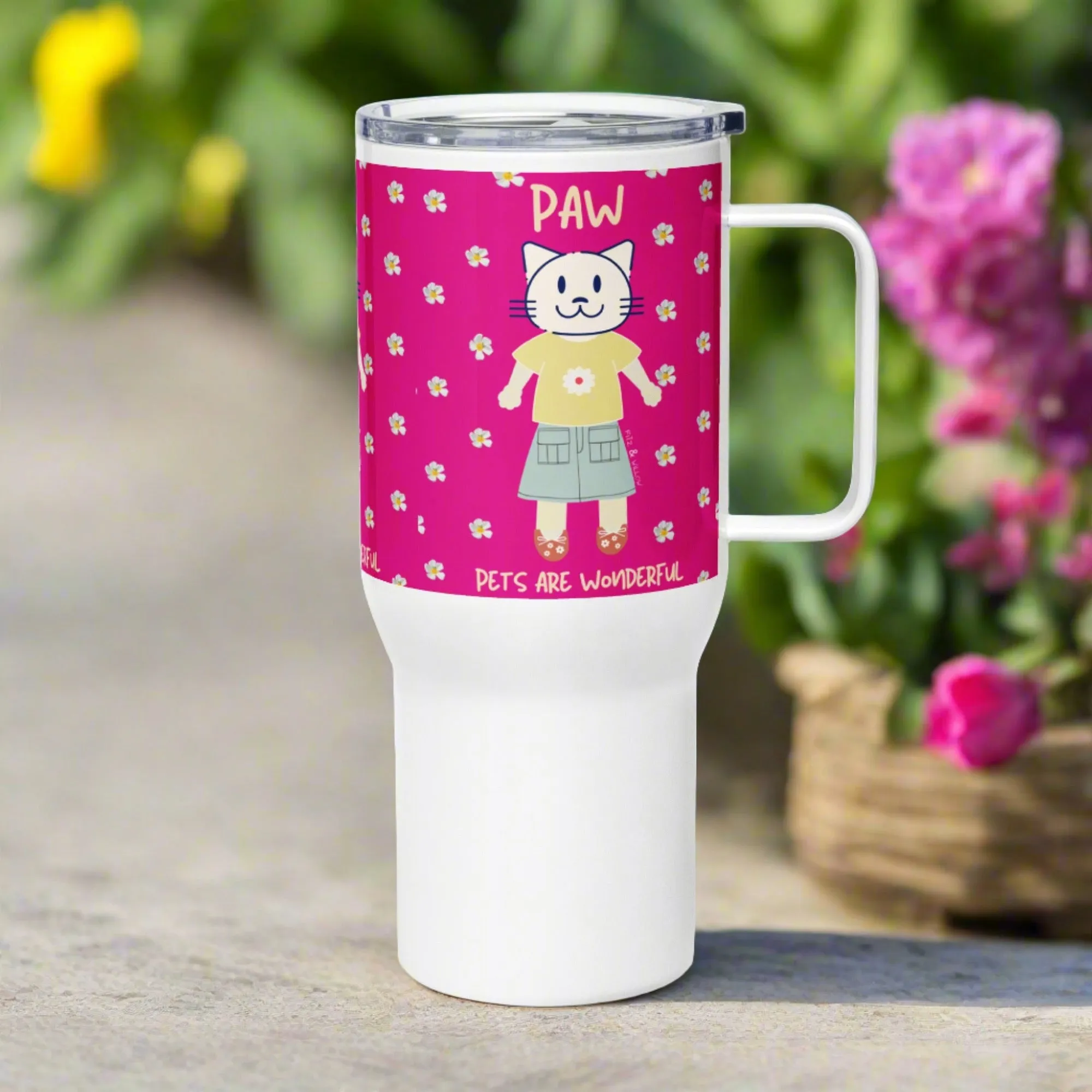 PAW, Cat themed Travel mug with handle