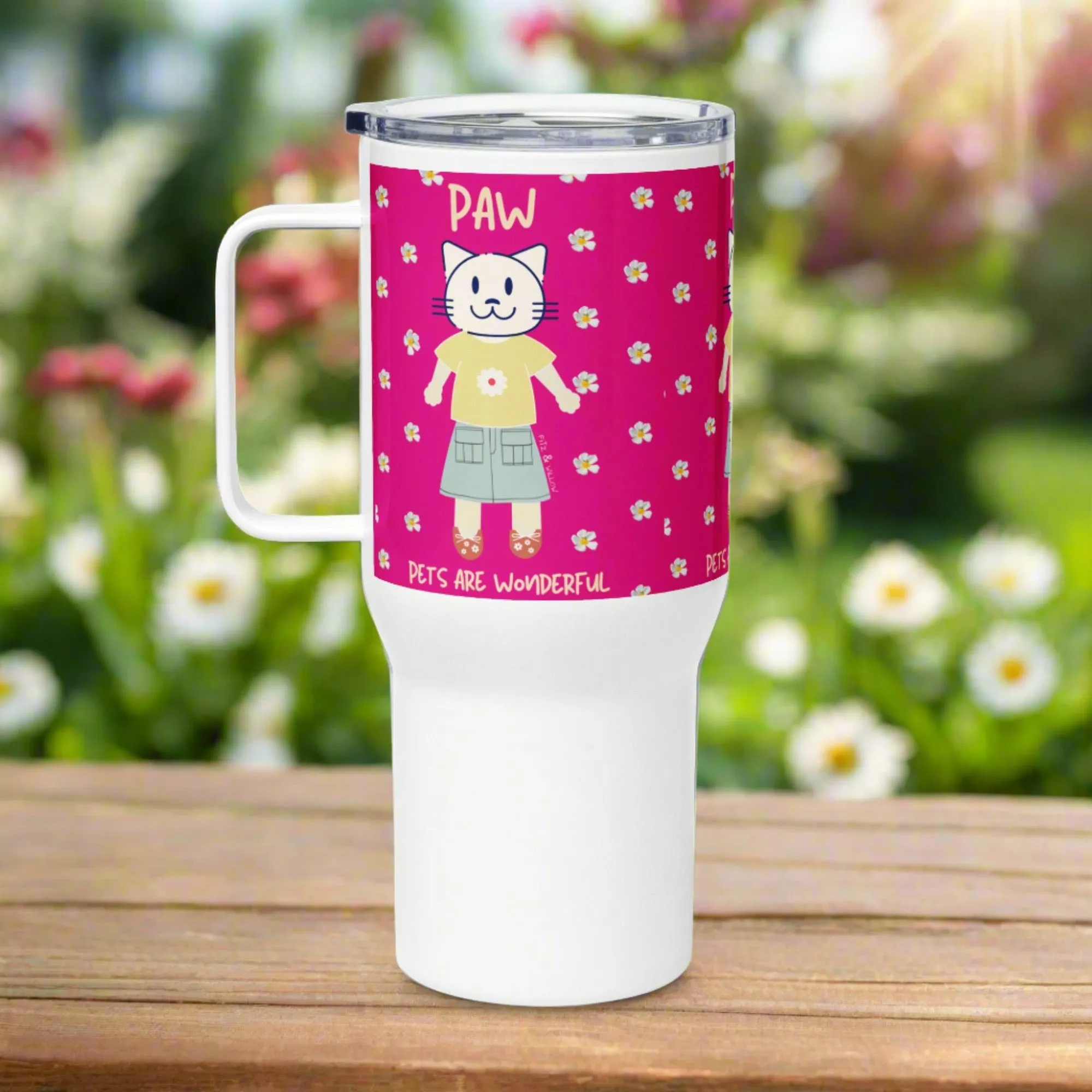 PAW, Cat themed Travel mug with handle