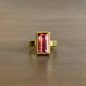 Peach Tourmaline Rectangle Ring