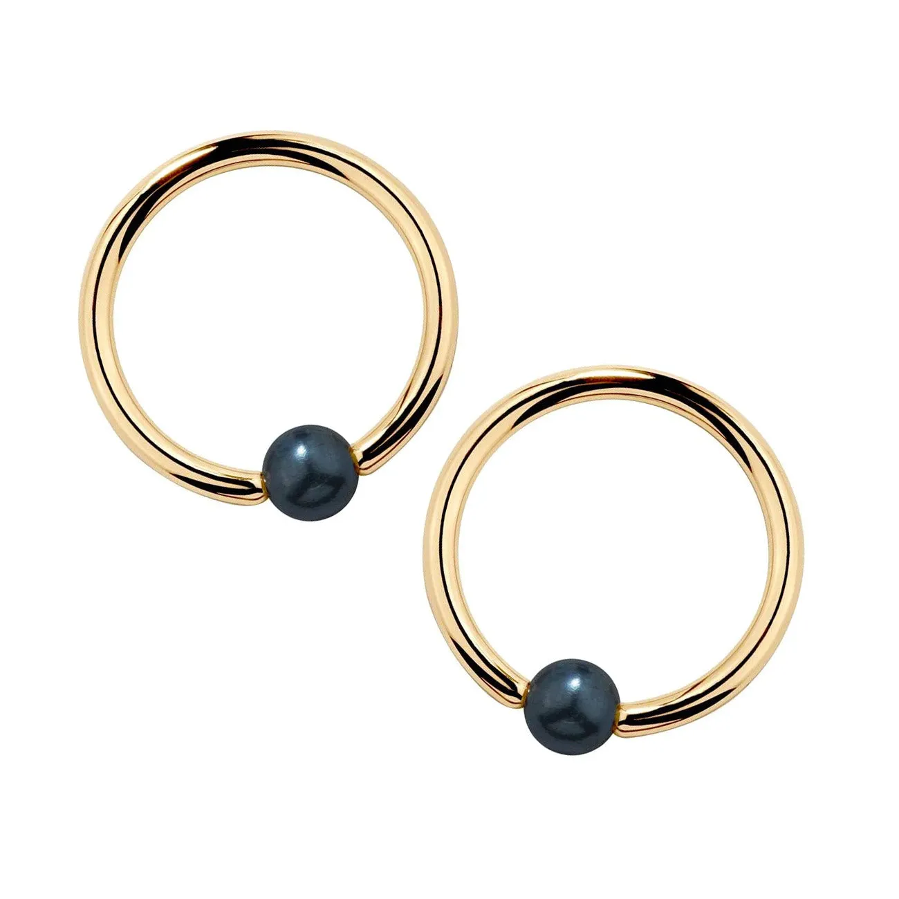 Peacock Pearl 14K Gold Captive Bead Nipple Ring Gift Set