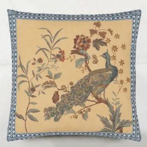 Peacock Toile Sepia Cushion