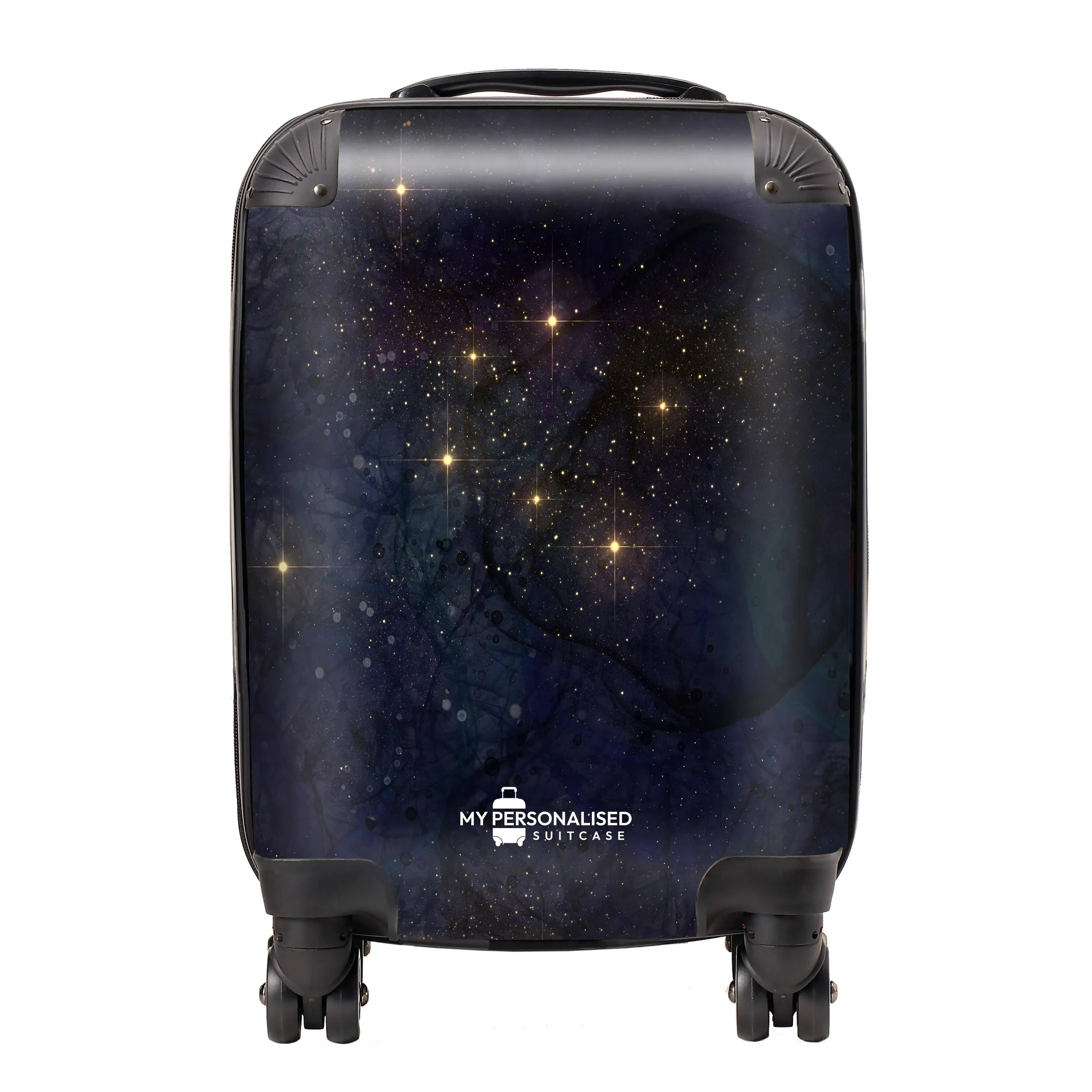 Personalised Awash with Stars Yellow and Blue Suitcase