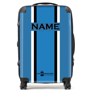 Personalised Blue Striped Suitcase