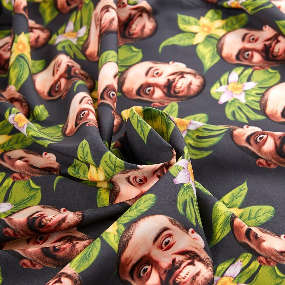 Personalised Hawaiian Shirt Face UK All Over Print Green Leaves