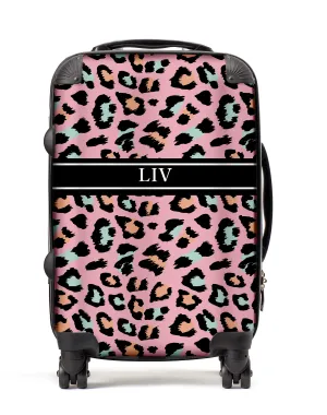 Personalised Suitcase | Leopard Print in Pink & Peach