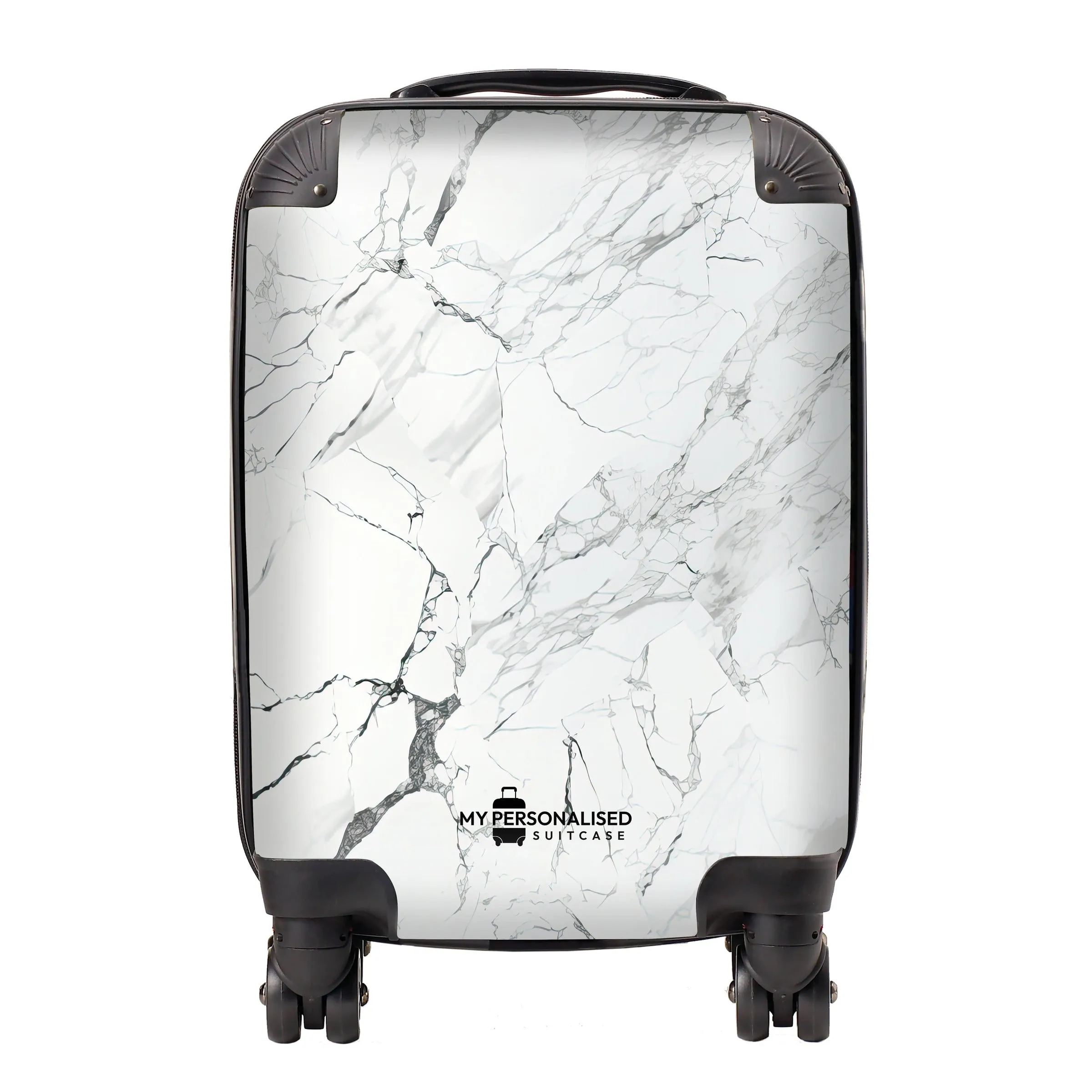 Personalised White & Black/Grey Marble Suitcase