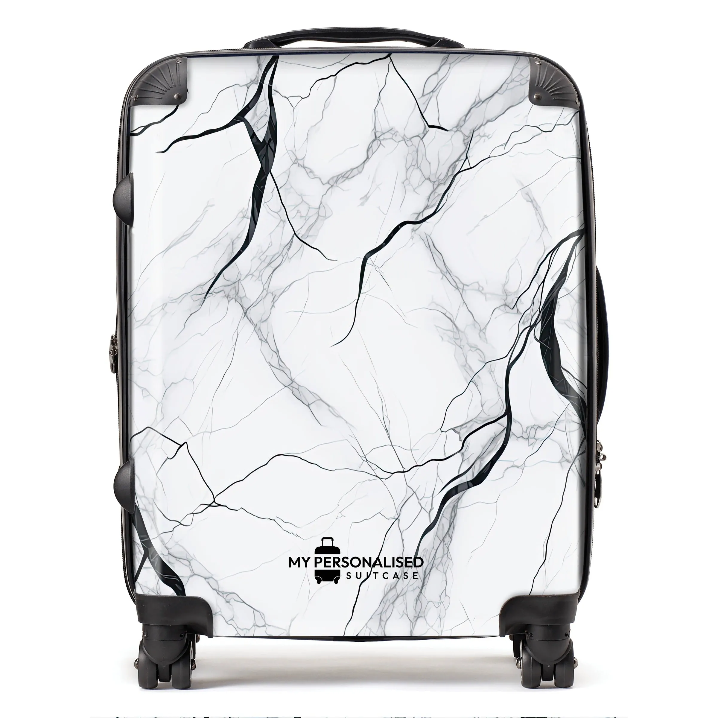 Personalised White and Black Marble Suitcase