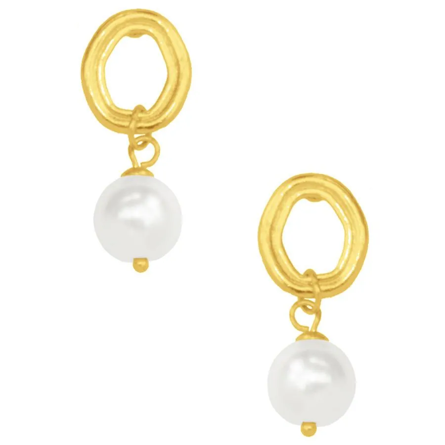 Petite Gold Pearl Drop Earrings