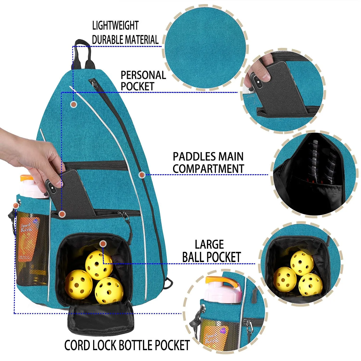 Pickleball Bag Protable Pickleball Sling Bag Backpack Pickleball Paddle Case