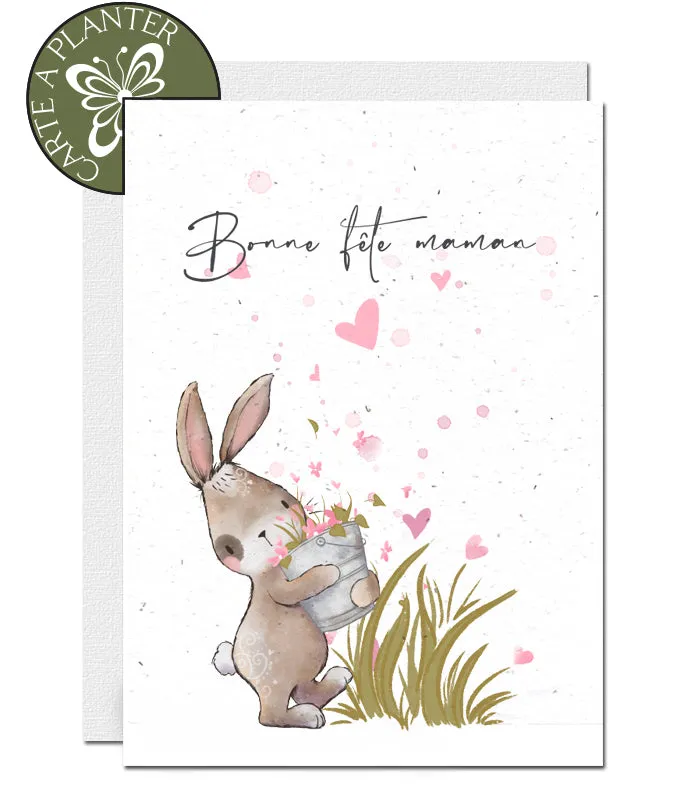 Plantable Mother's Day Card - Rabbit and Hearts