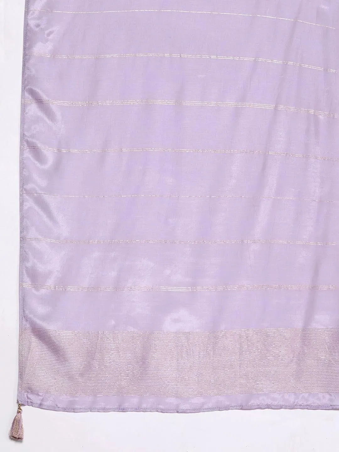 Plus Size Lavender Woven Design Silk Blend Straight Kurta With Trousers & Dupatta