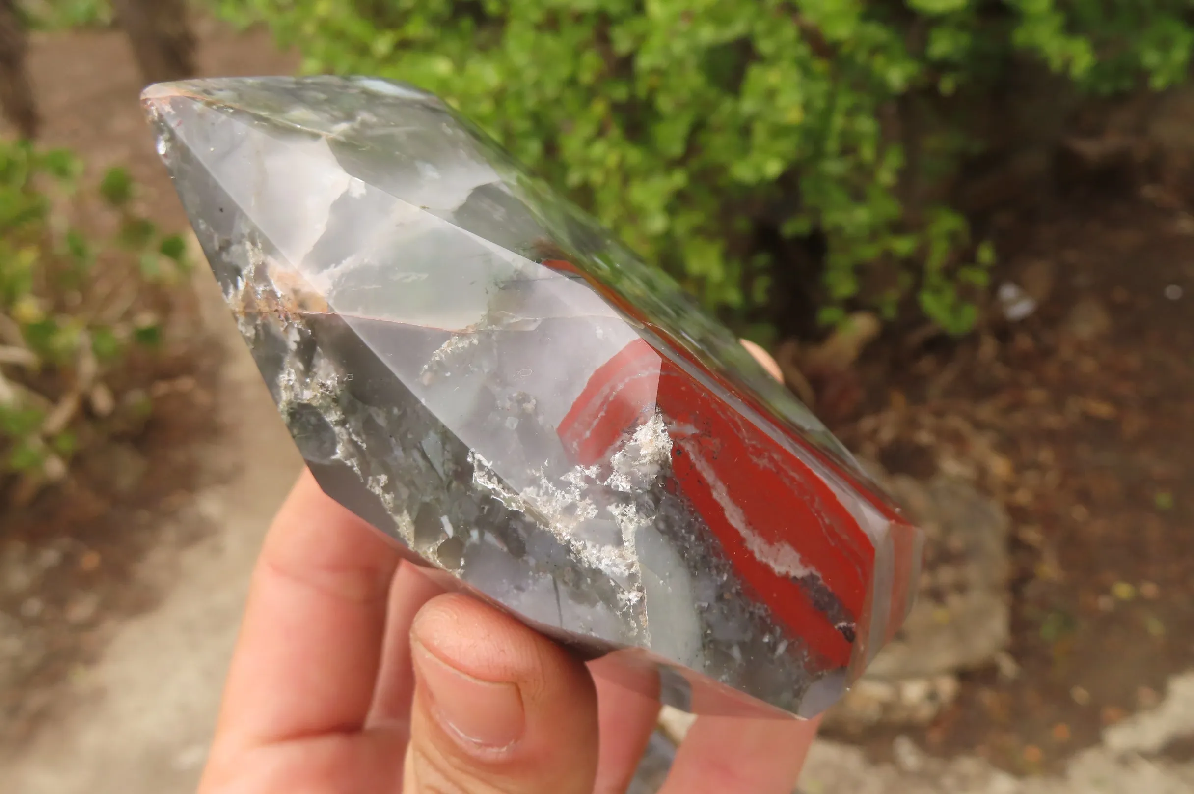 Polished Bloodstone (Seftonite) Point-Prism x 2 From Swaziland