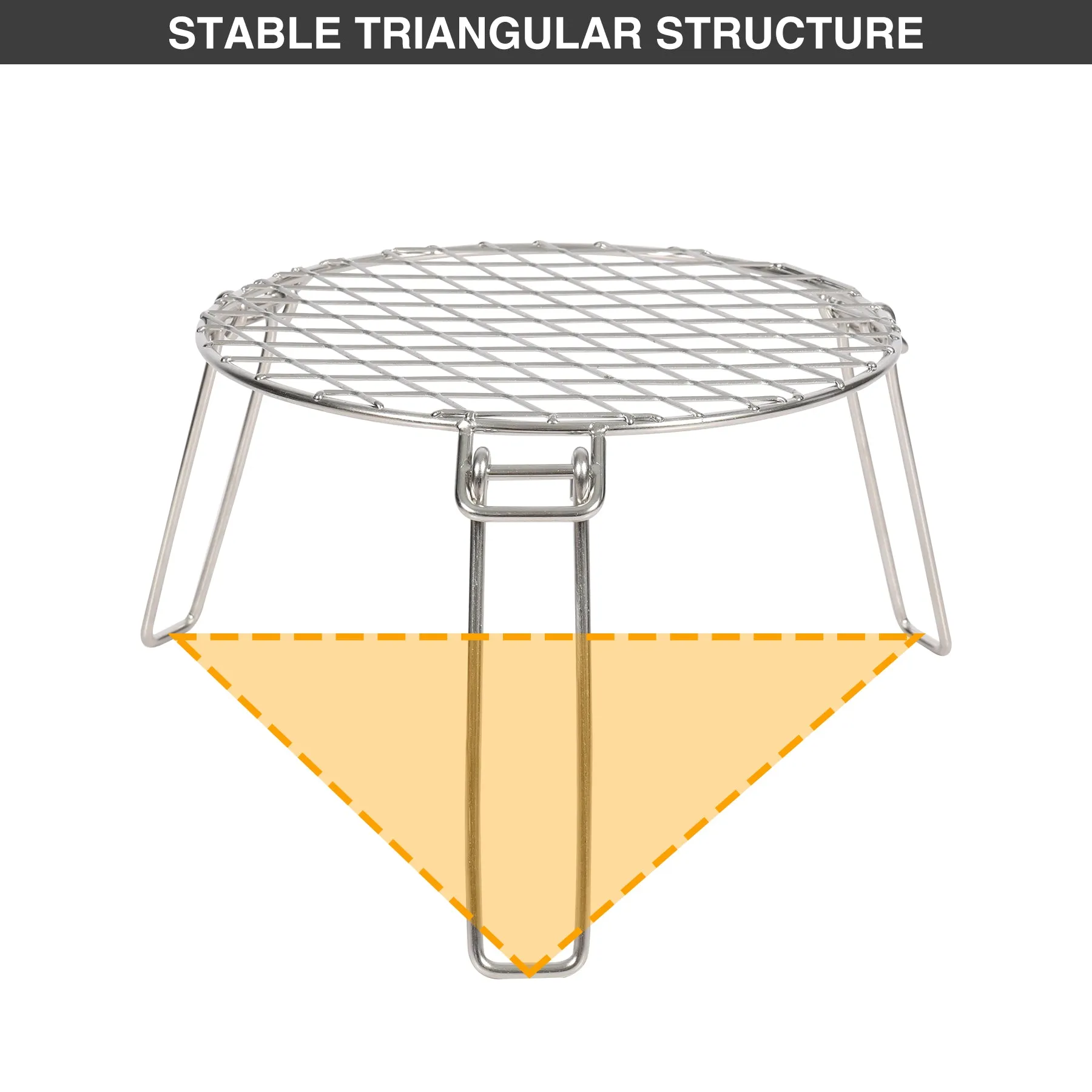 Portable Round Campfire Grill Grate with Foldable Legs, 12”