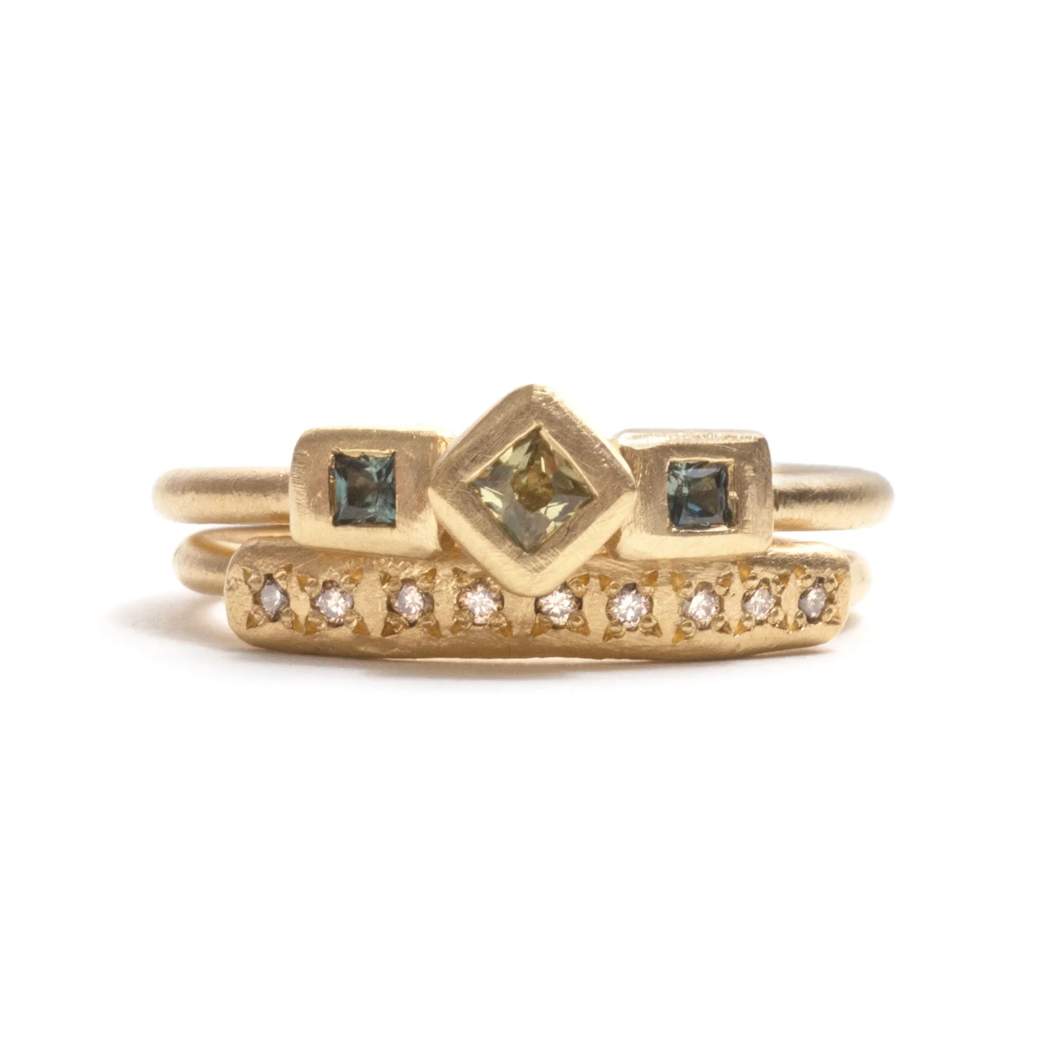 Princess Cut Sapphire Cluster Ring