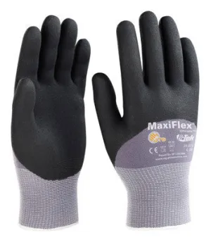 Protective Industrial Products Large MaxiFlex Ultimate by ATG 15 Gauge Coated Work Gloves With Gray Nylon And Lycra Liner, Black Micro-Foam Nitrile 3/4 Coated Palm, Fingers And Knuckles And Continuous Knitwrist