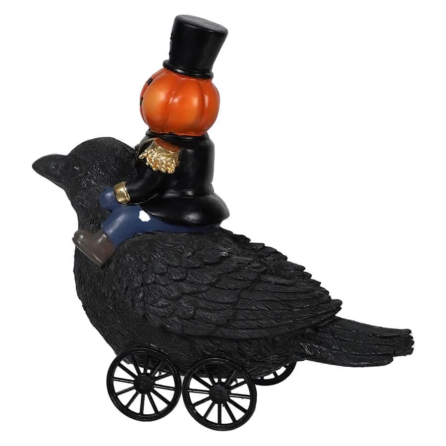 Pumpkin Soldier Riding Crow Wheelie Figure