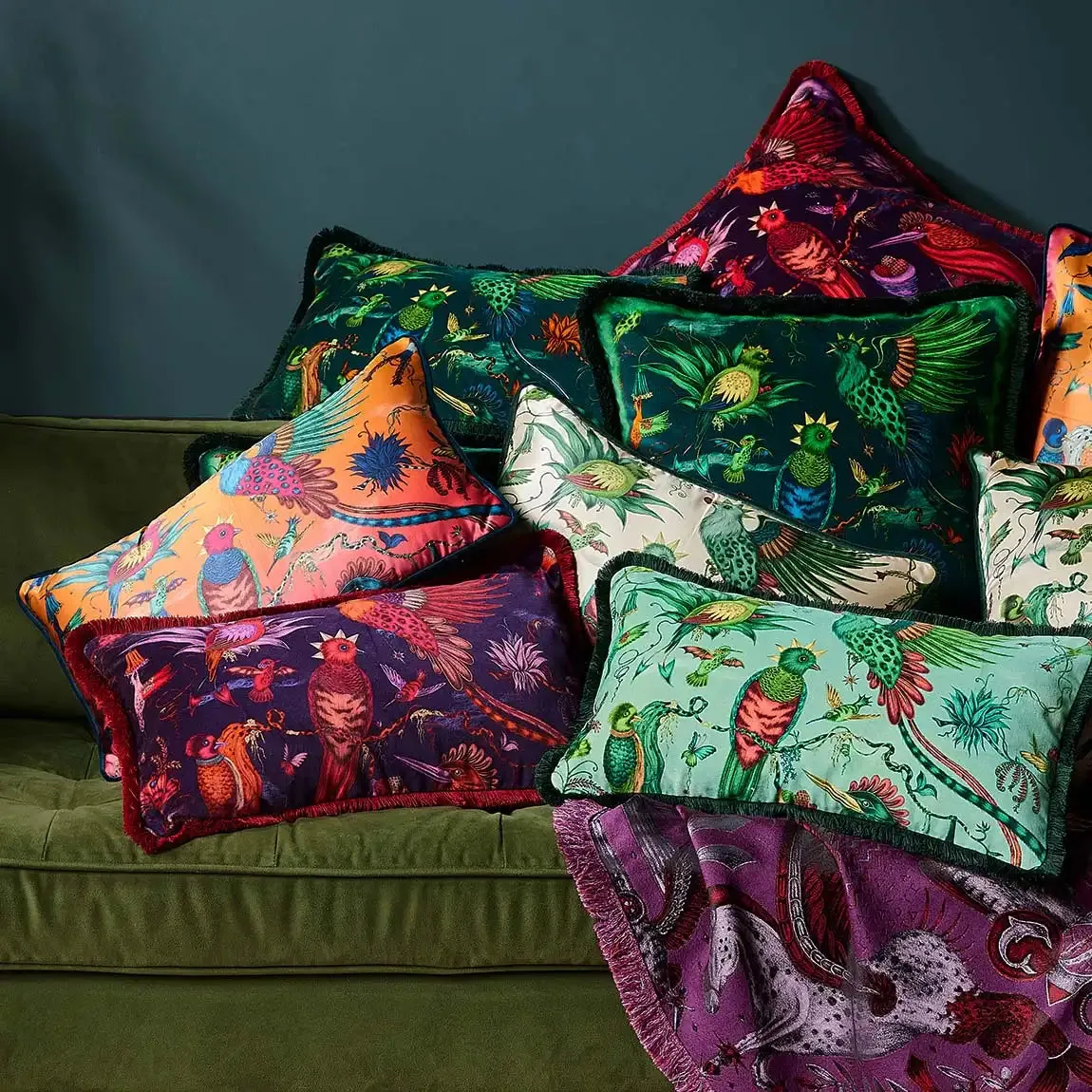 Quetzal Luxury Velvet Bolster Cushion