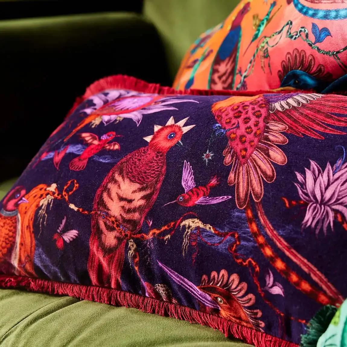 Quetzal Luxury Velvet Bolster Cushion