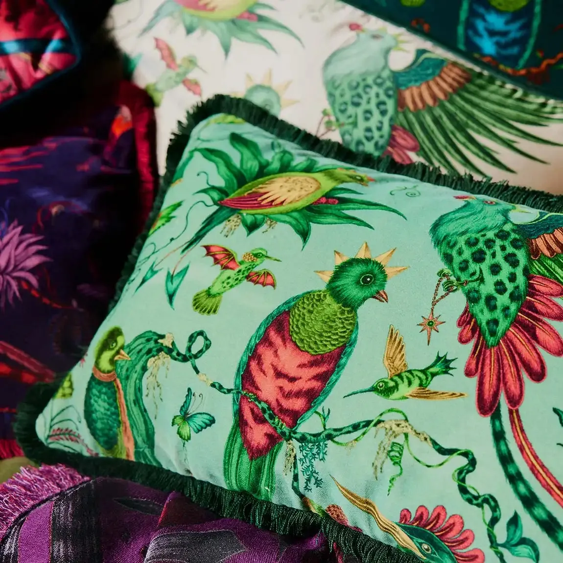 Quetzal Luxury Velvet Bolster Cushion