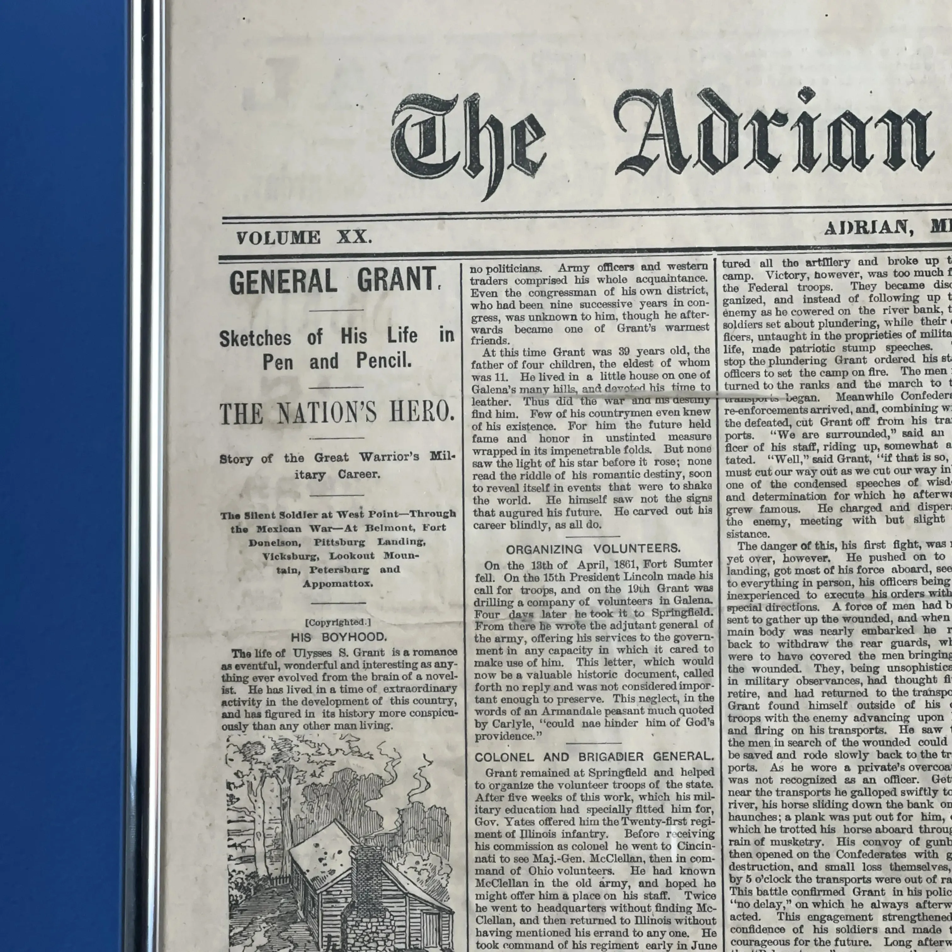 "Adrian Daily Times" with stories about the life and career of Gen. Ulysses Grant — Adrian, Michigan, March 31, 1885