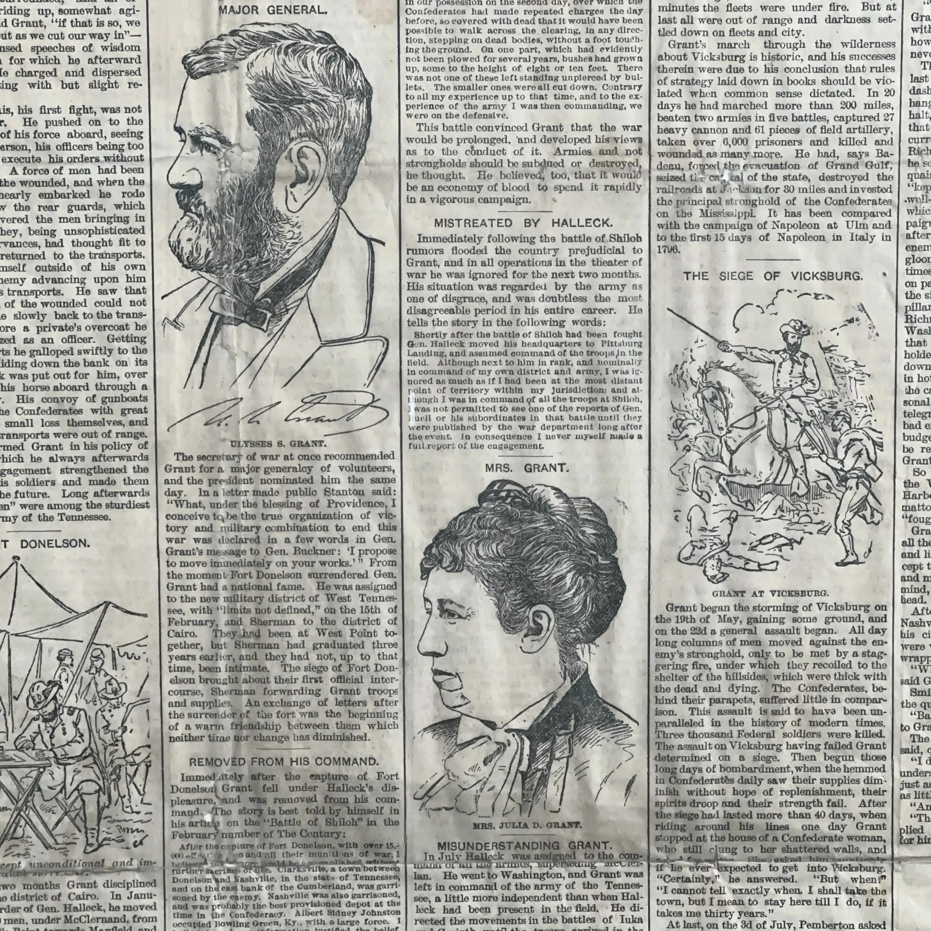 "Adrian Daily Times" with stories about the life and career of Gen. Ulysses Grant — Adrian, Michigan, March 31, 1885