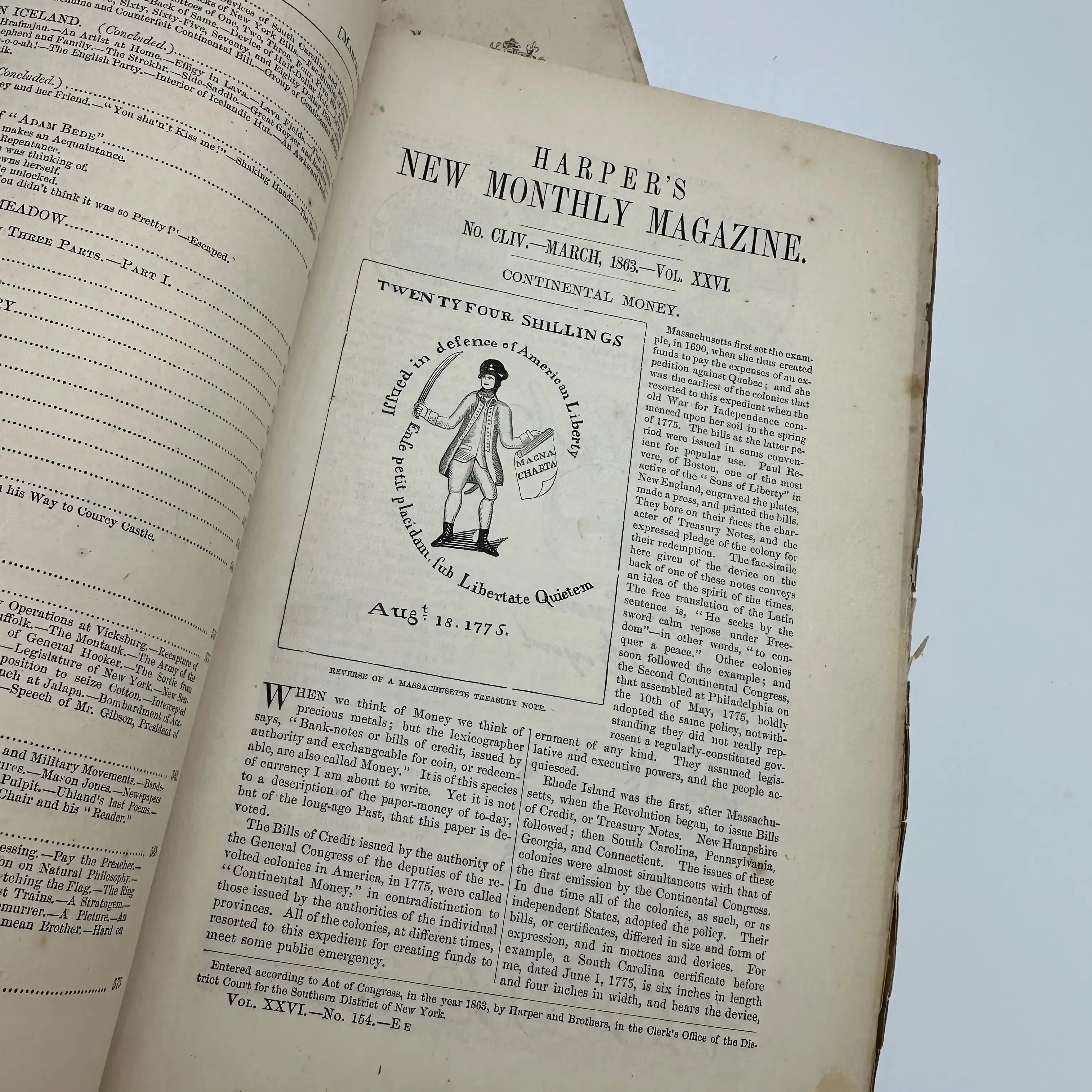 "Harper's New Monthly Magazine" — All 12 issues for the year 1863, with major Civil War news