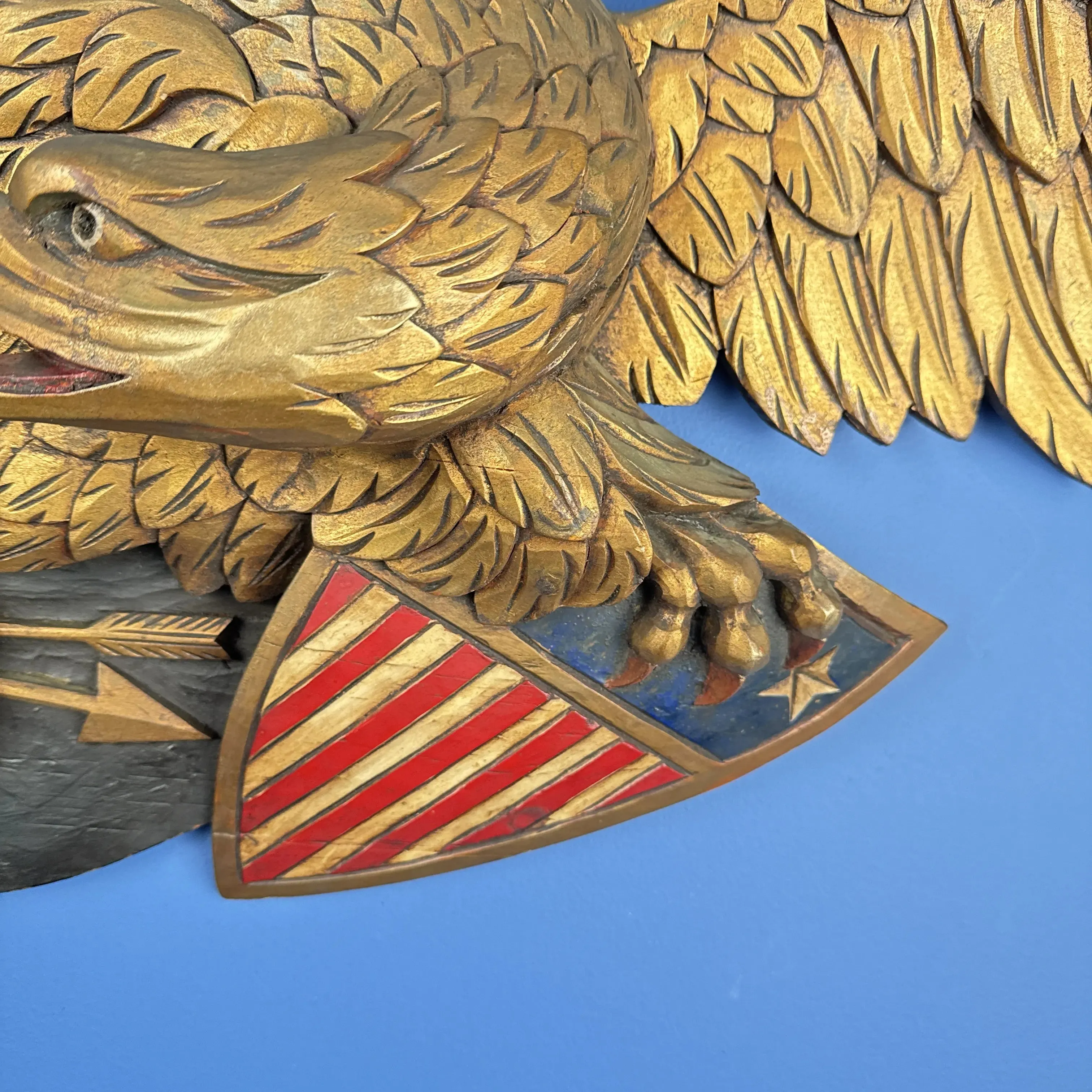 "Louisburg" Large Wooden Eagle — 44" wide —  in the style of John Haley Bellamy