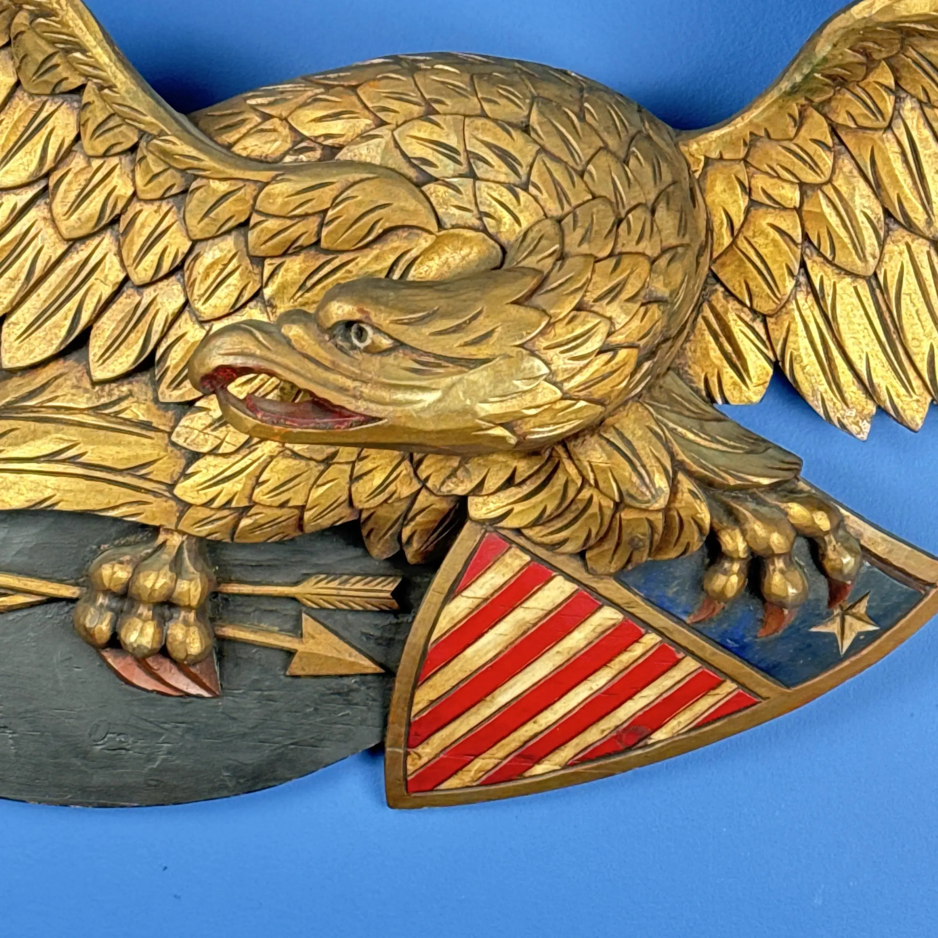 "Louisburg" Large Wooden Eagle — 44" wide —  in the style of John Haley Bellamy