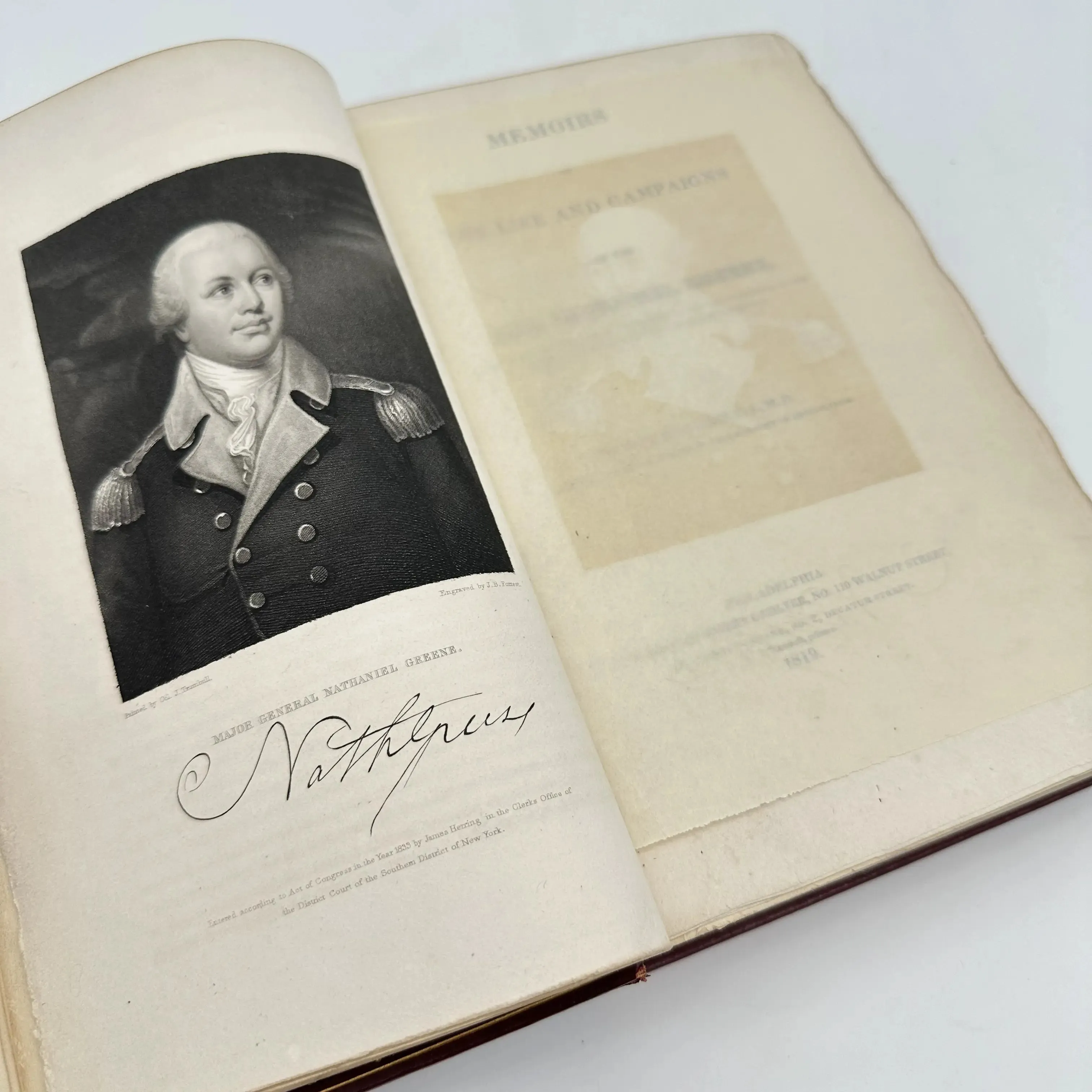 "Memoirs of the Life and Campaigns of the Hon. Nathaniel Greene" - 1819 - With 32 engraved portraits