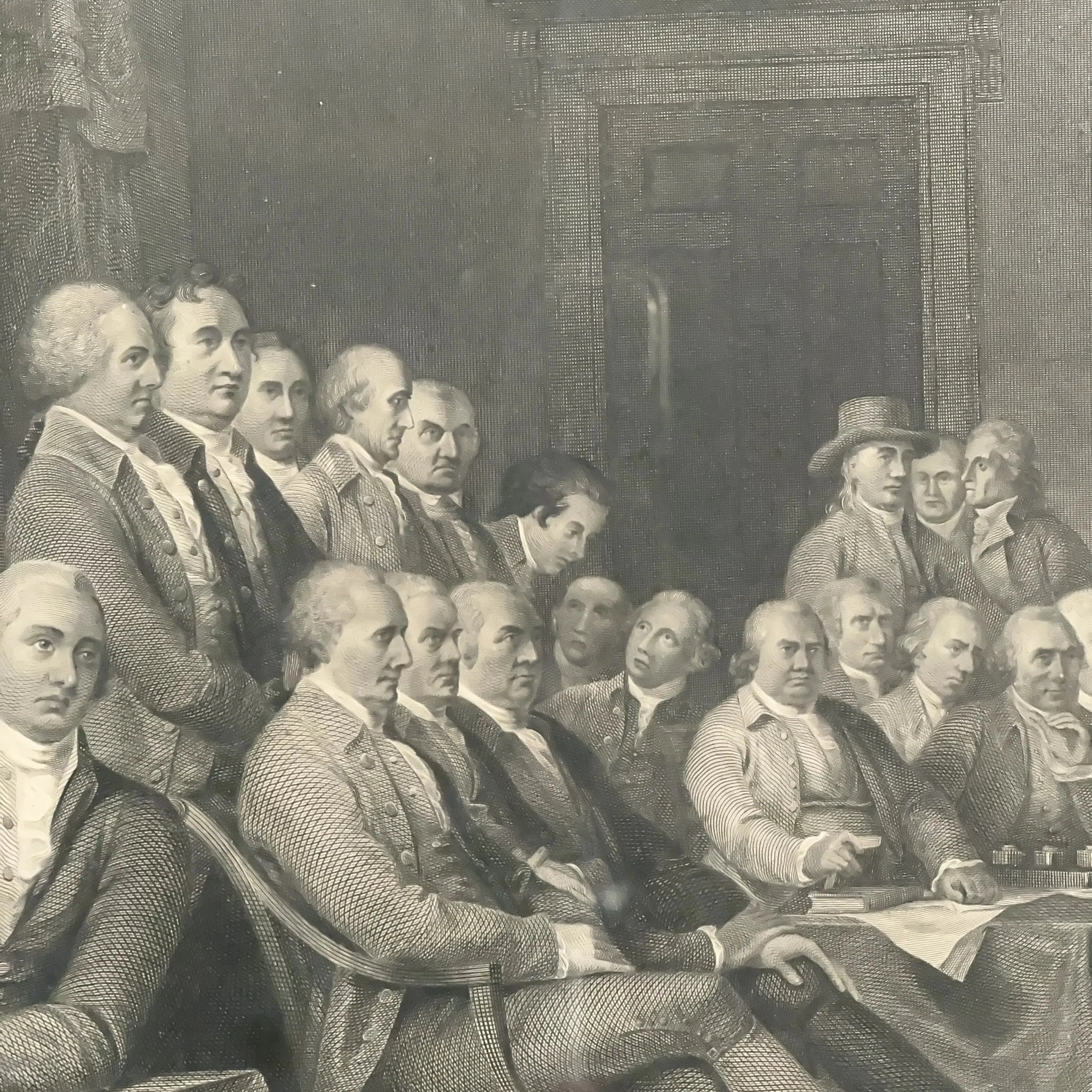 "The Declaration of Independence of the United States of America, July 4th, 1776" Engraving after Trumbull — Framed print