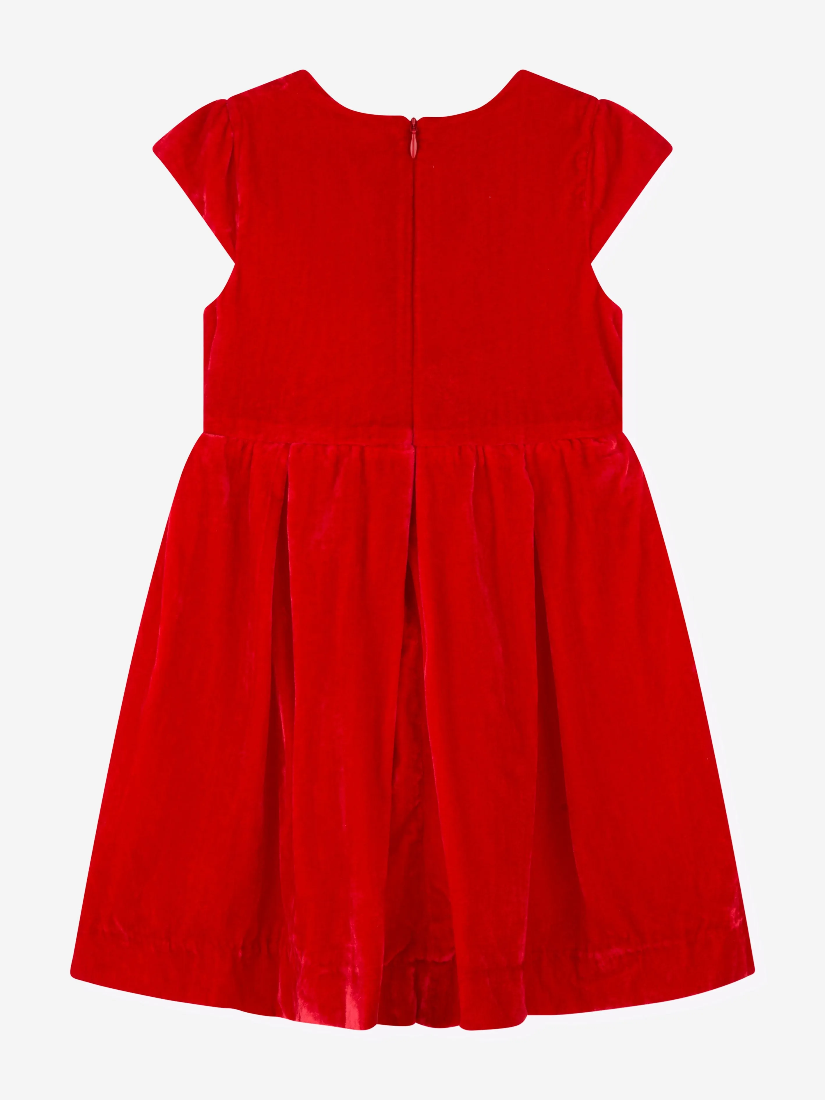 Rachel Riley Girls Tartan Bow Velvet Dress in Red