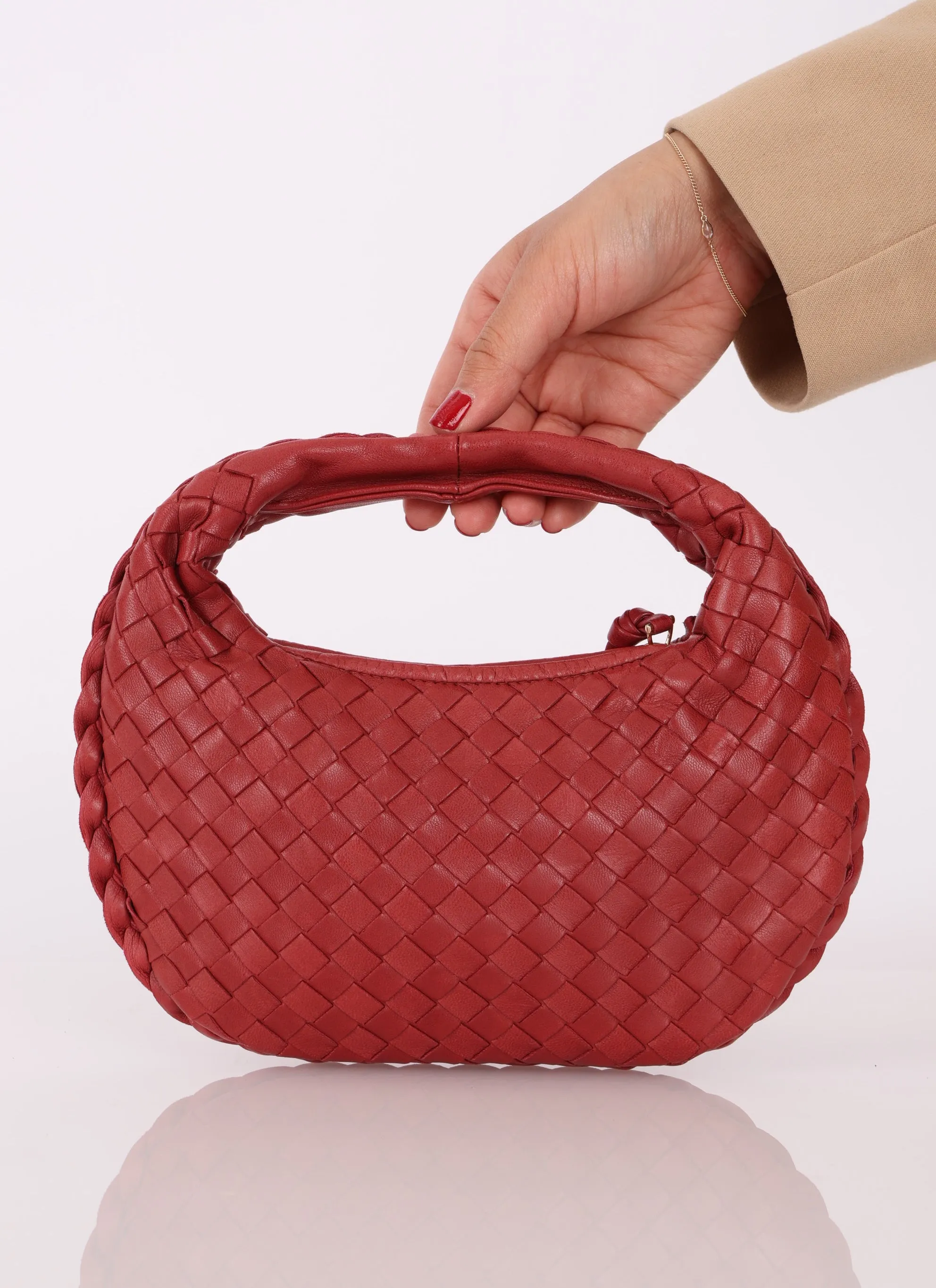 Rare Bottega Veneta Intrecciato Red Mini Hobo