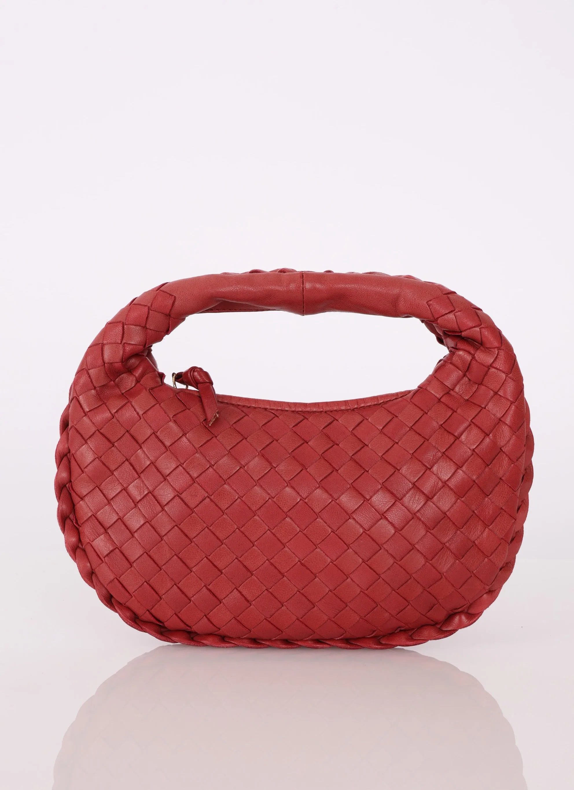 Rare Bottega Veneta Intrecciato Red Mini Hobo