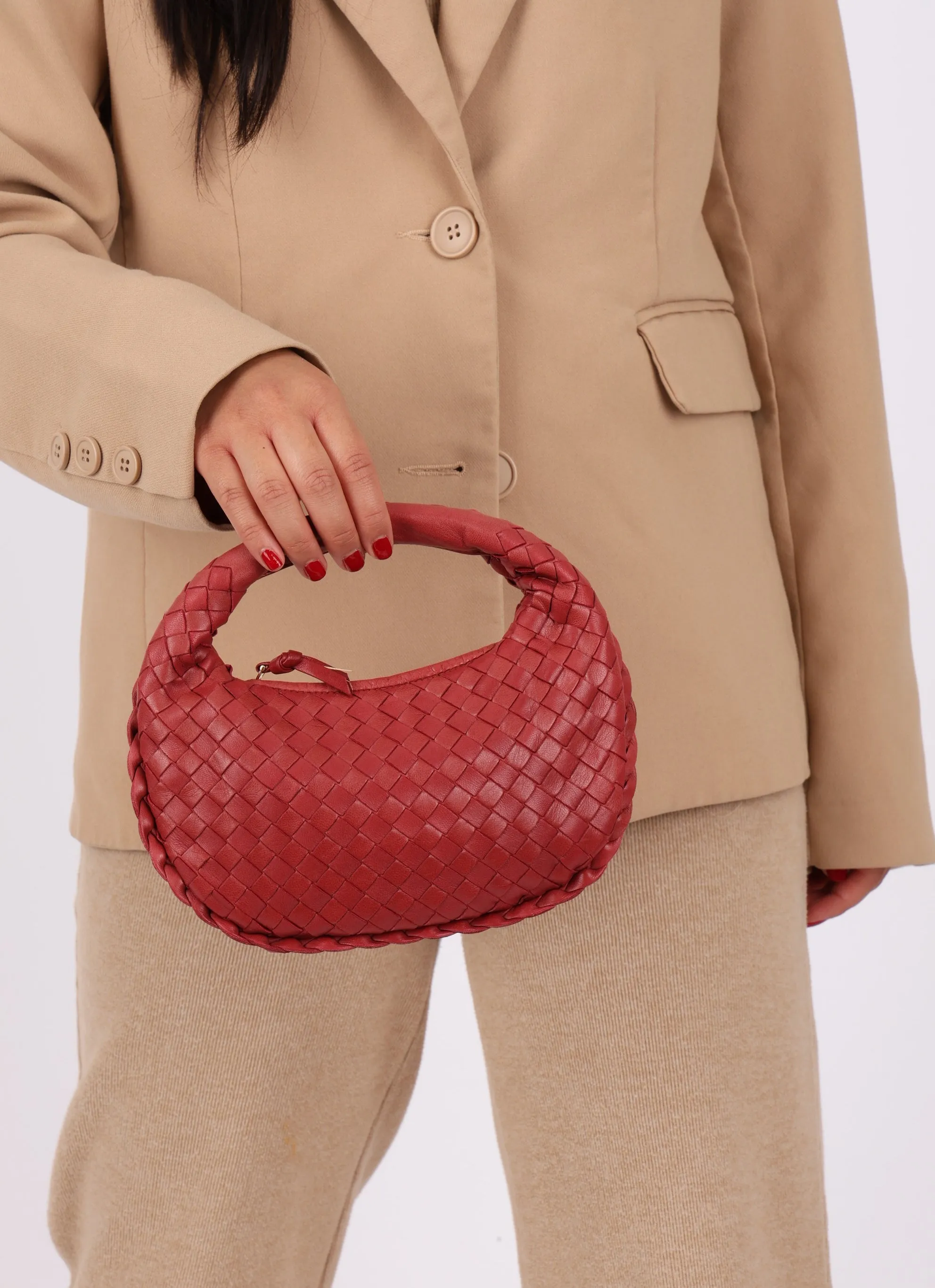 Rare Bottega Veneta Intrecciato Red Mini Hobo