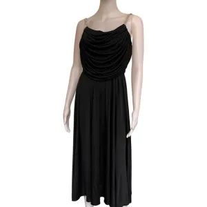 Rare Vintage 1970s Black Disco Dress with Crystal Straps (New With Tags!)