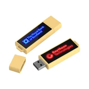 Rectangular Wooden USB Flash Drive with LED Logo