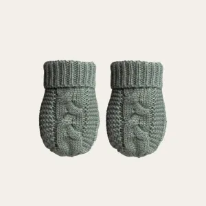 Recycled Cable Knit Mittens Sage Green (0-12 Months)