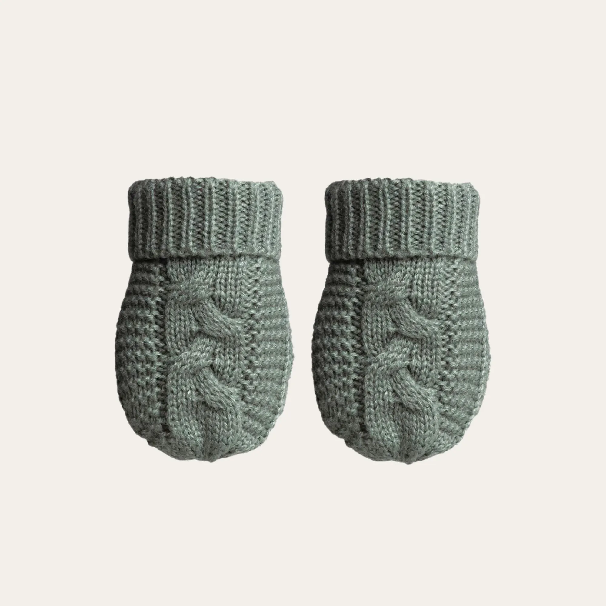 Recycled Cable Knit Mittens Sage Green (0-12 Months)