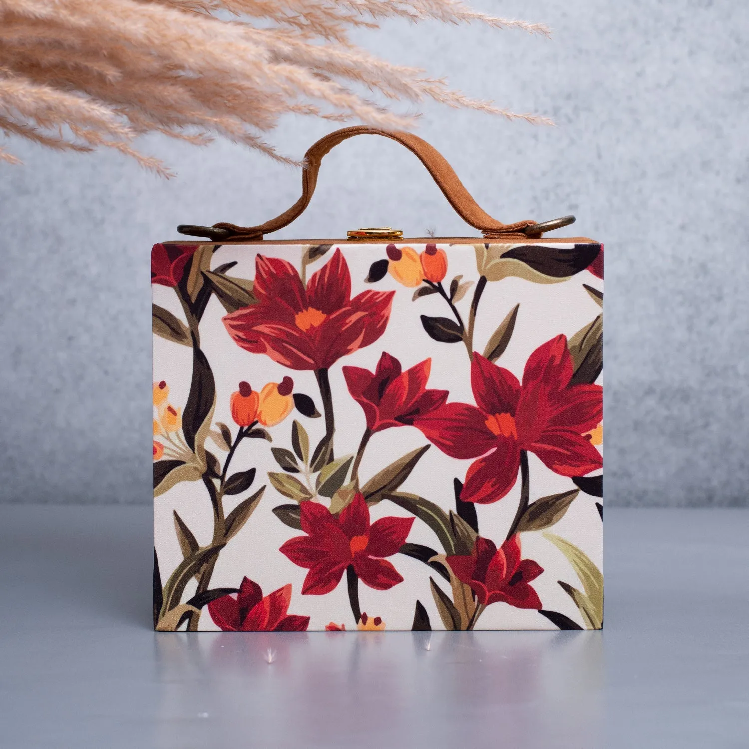 Red Flower Printed Suitcase Style