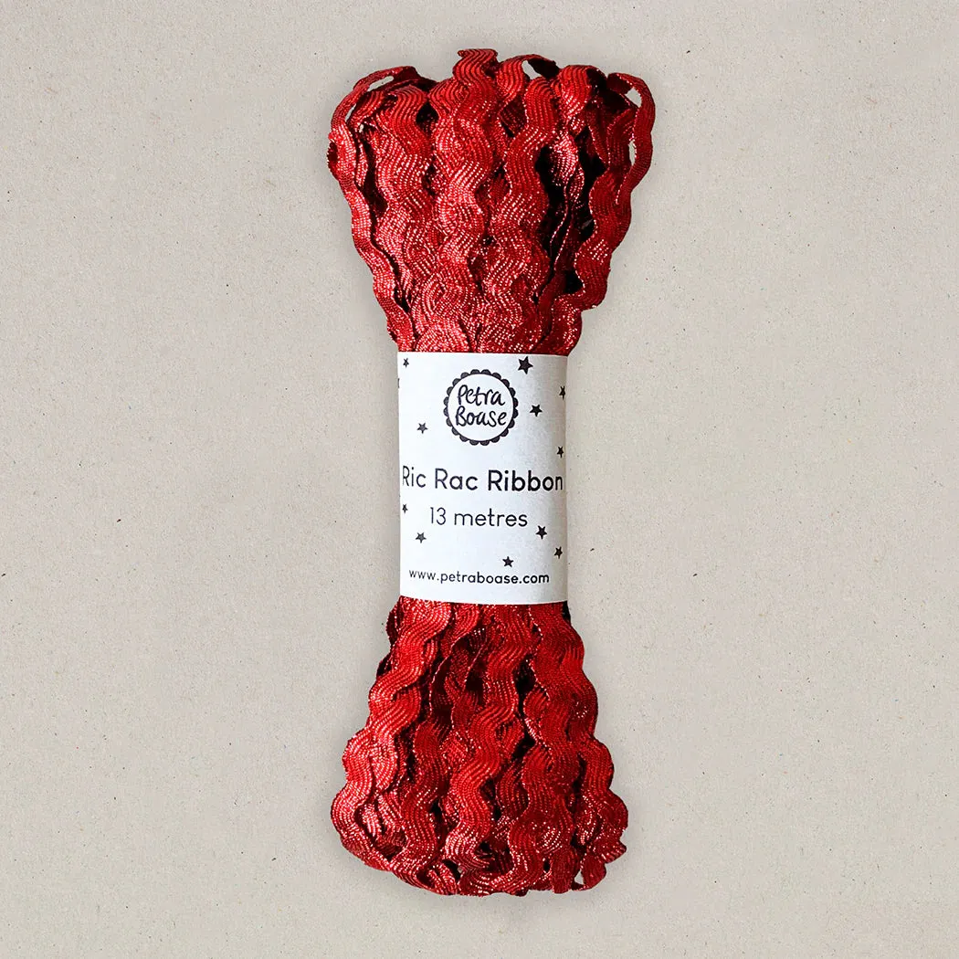 Red Metallic Ric Rac Ribbon