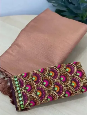 Resplendent Baby Pink Kanjivaram Silk Saree With Two Artistic Blouse Piece