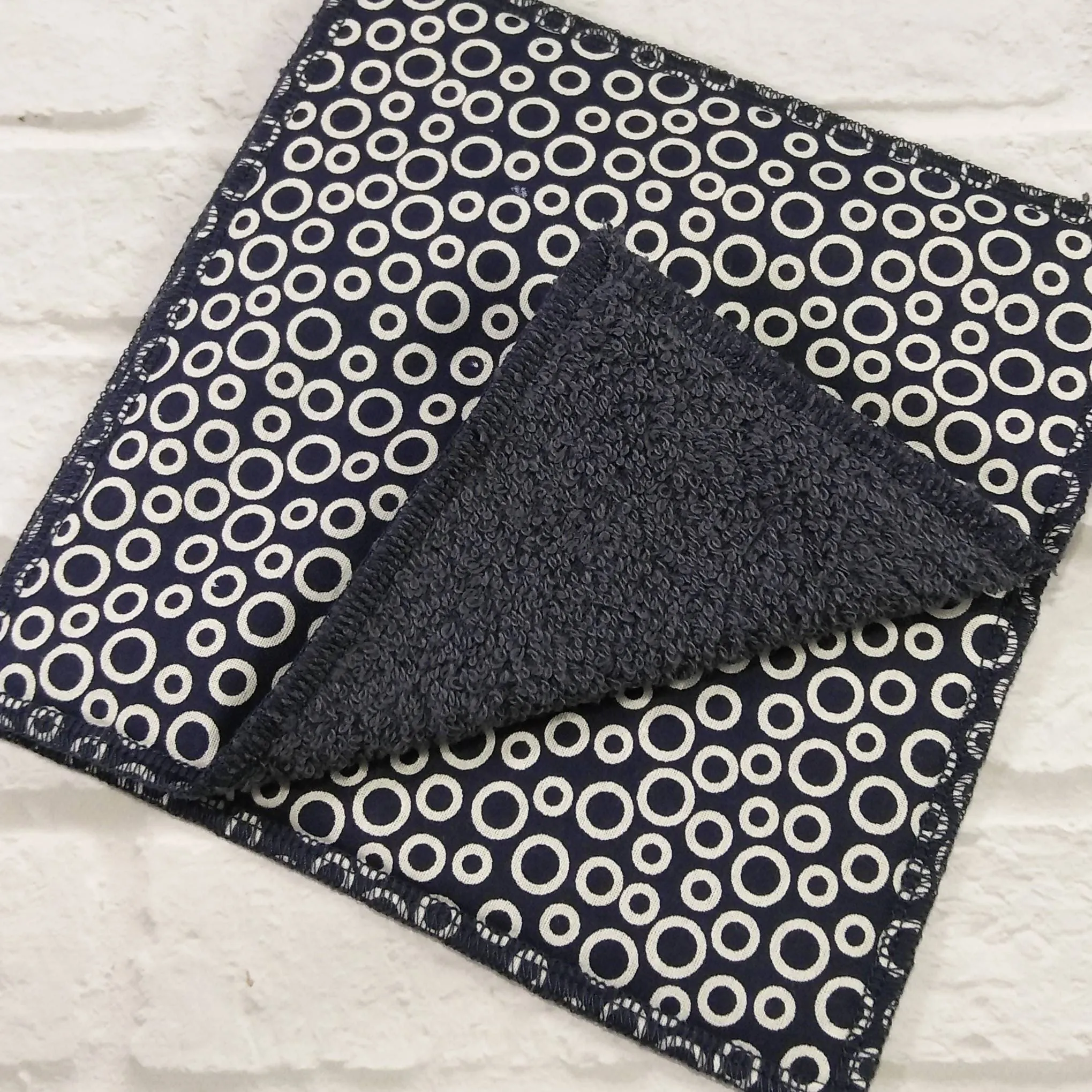 Reusable Dishcloth navy blue circle