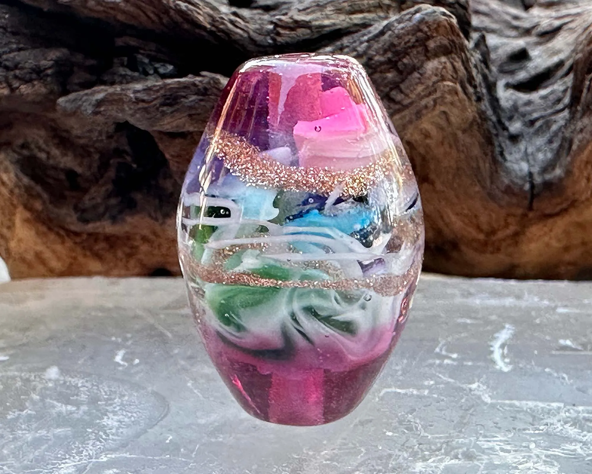 Rose Gold Radiance Lampwork Focal Bead SRA