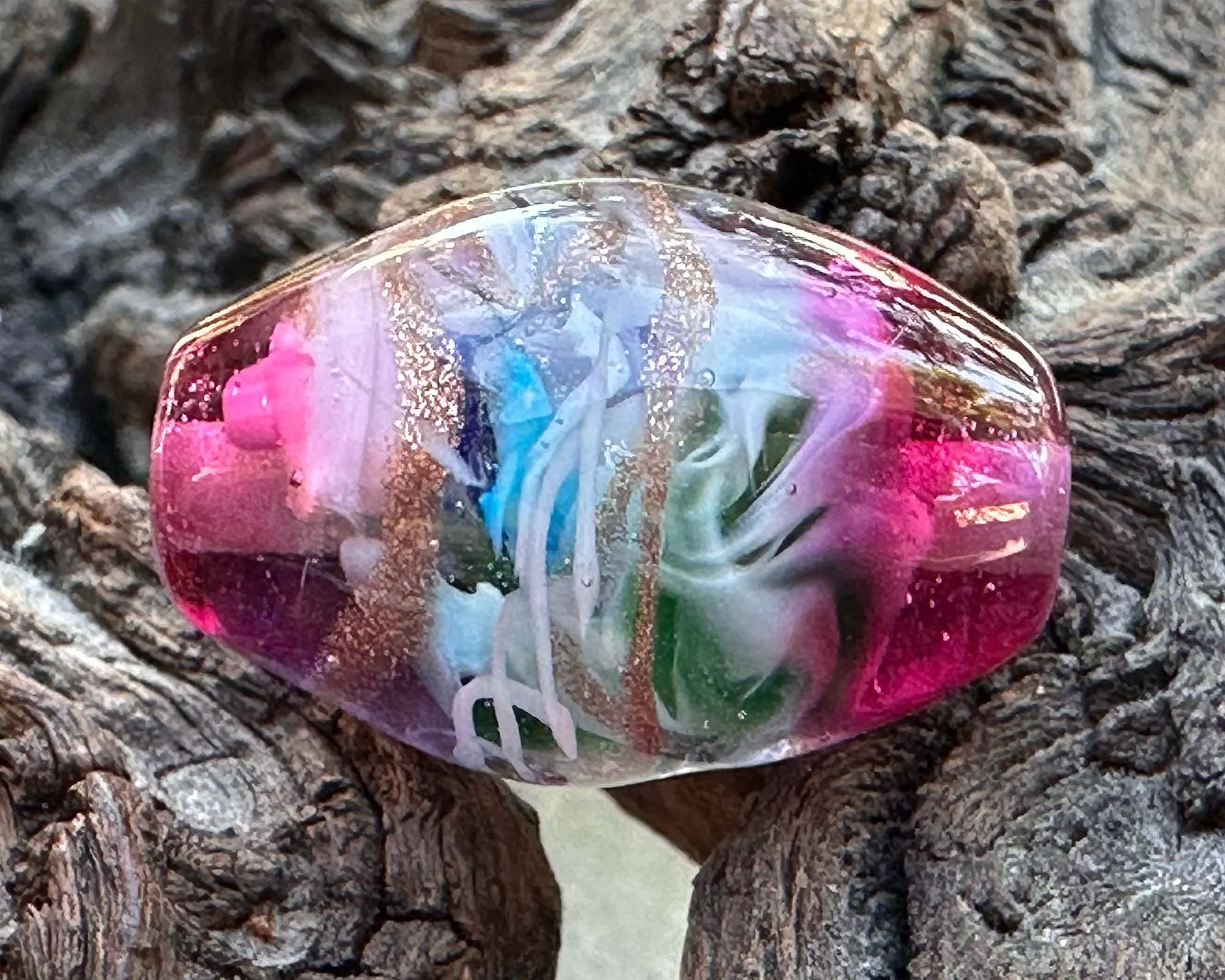 Rose Gold Radiance Lampwork Focal Bead SRA