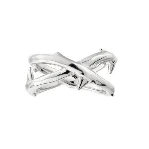 Rose Thorn Wide Band Ring - Silver