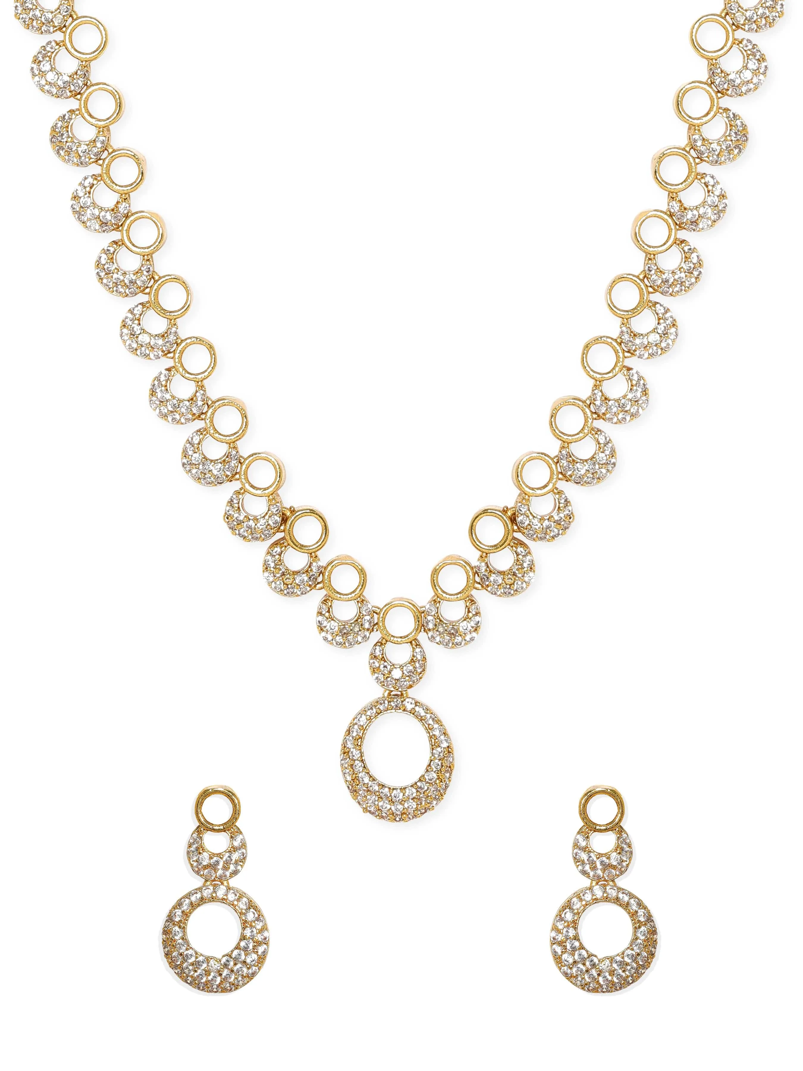 Rubans Golden Glamour AD Necklace Set