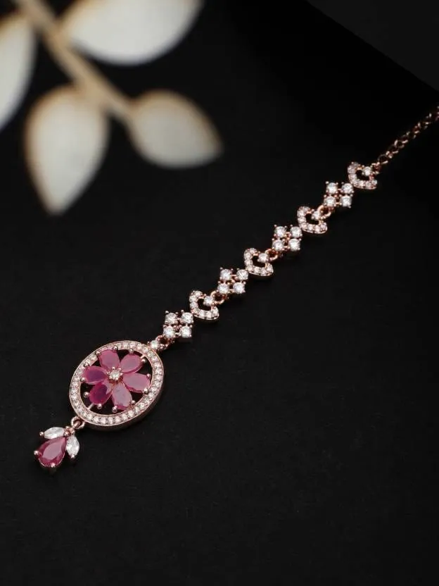 Rubans Rose Gold Plated Zircon Stone Studded Mangtika