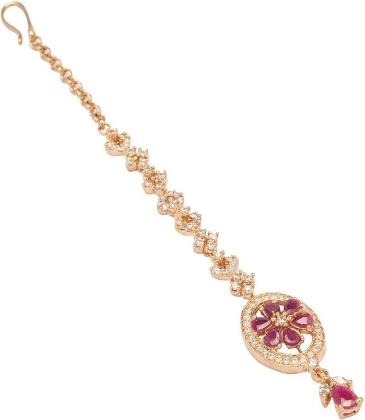 Rubans Rose Gold Plated Zircon Stone Studded Mangtika